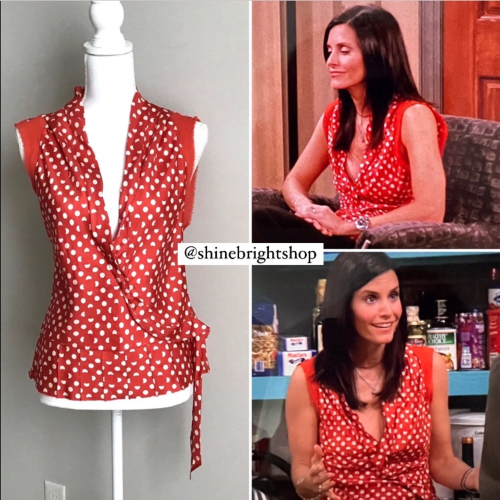 RARE Early 2000s Vintage Silk Polka Dot Blouse ASO Monica Geller in Friends
